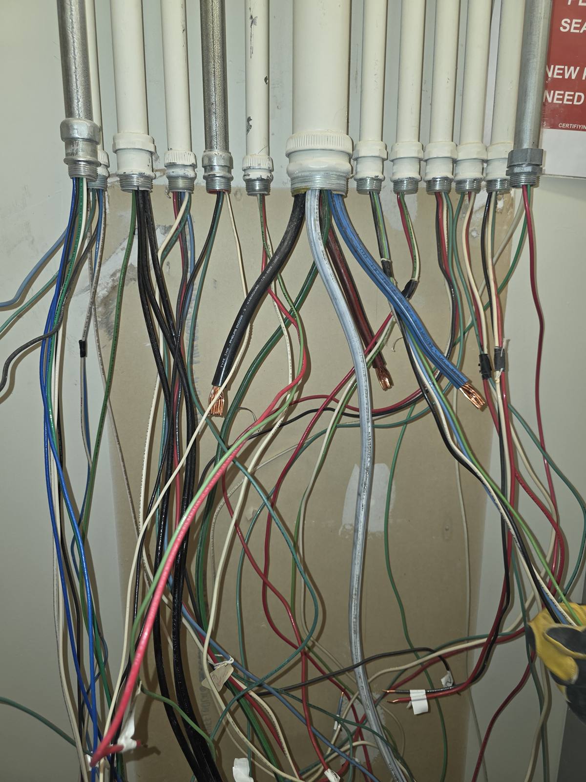 Exposed wiring after demoing the old L4GB panel